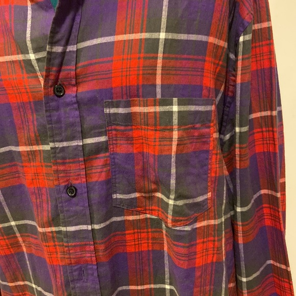 Mens H&M Purple & Red Plaid long sleeve Shirt Brushed Cotton XL - Picture 2 of 7